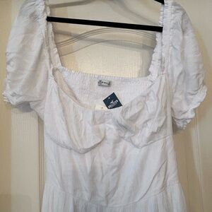 Hollister White Maxi Dress with Puff Sleeves